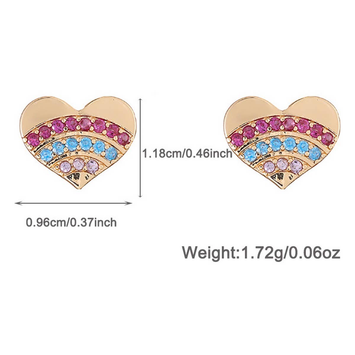 FASHION HEART COLOR DIAMOND NECKLACE EARRING SET_CWAJE2848