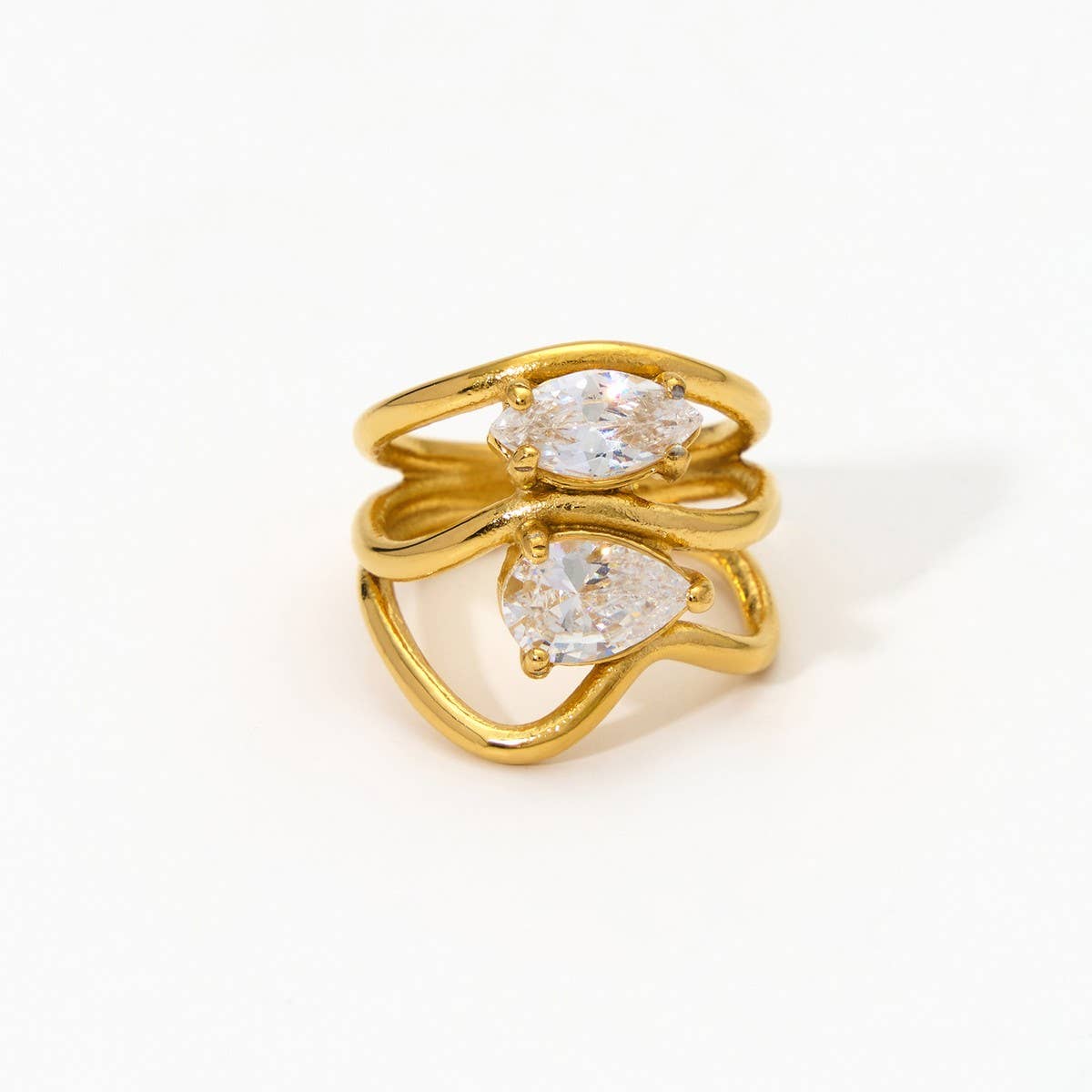 DESIGNER STEEL RING WITH ZIRCON IRREGULAR SHAPE_CWMM8935