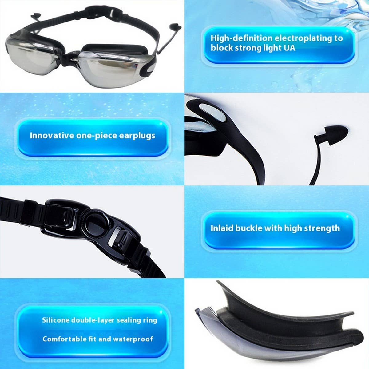 ADULT RACING SWIM GOGGLES HD ANTI FOG SILICONE_CWASG1038