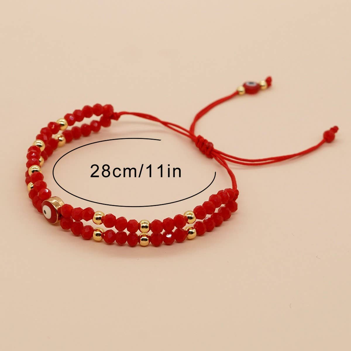 METAL COPPER BEAD RED FORTUNE BRAIDED BRACELET_CWMM3853