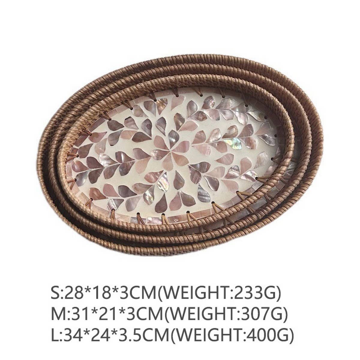 RATTAN SHELL ROUND PLATE THREE PIECE SET_CWMM4496