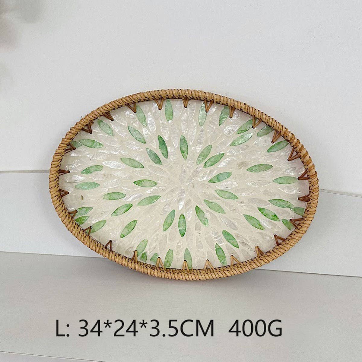 RATTAN OVAL FRUIT TEA SHELL TRAY STORAGE BASKET_CWMM4503