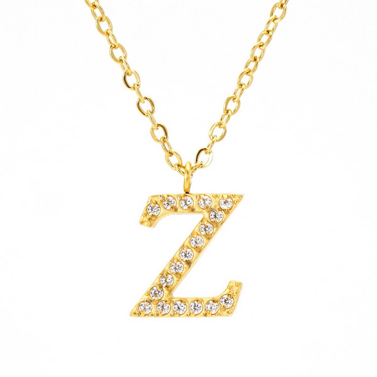 FASHION 26 LETTER DIAMOND PENDANT NECKLACE_CWAJE0684