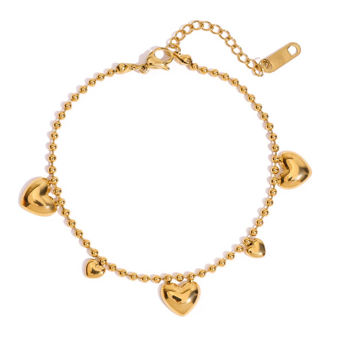 18K GOLD HEART BEAD CHAIN BRACELET TITANIUM STEEL_CWAJE4839