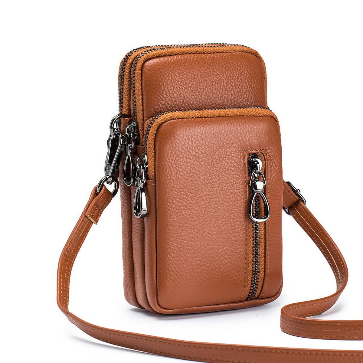 STYLISH LEATHER MULTI ZIP HANDBAG_CUAB00371