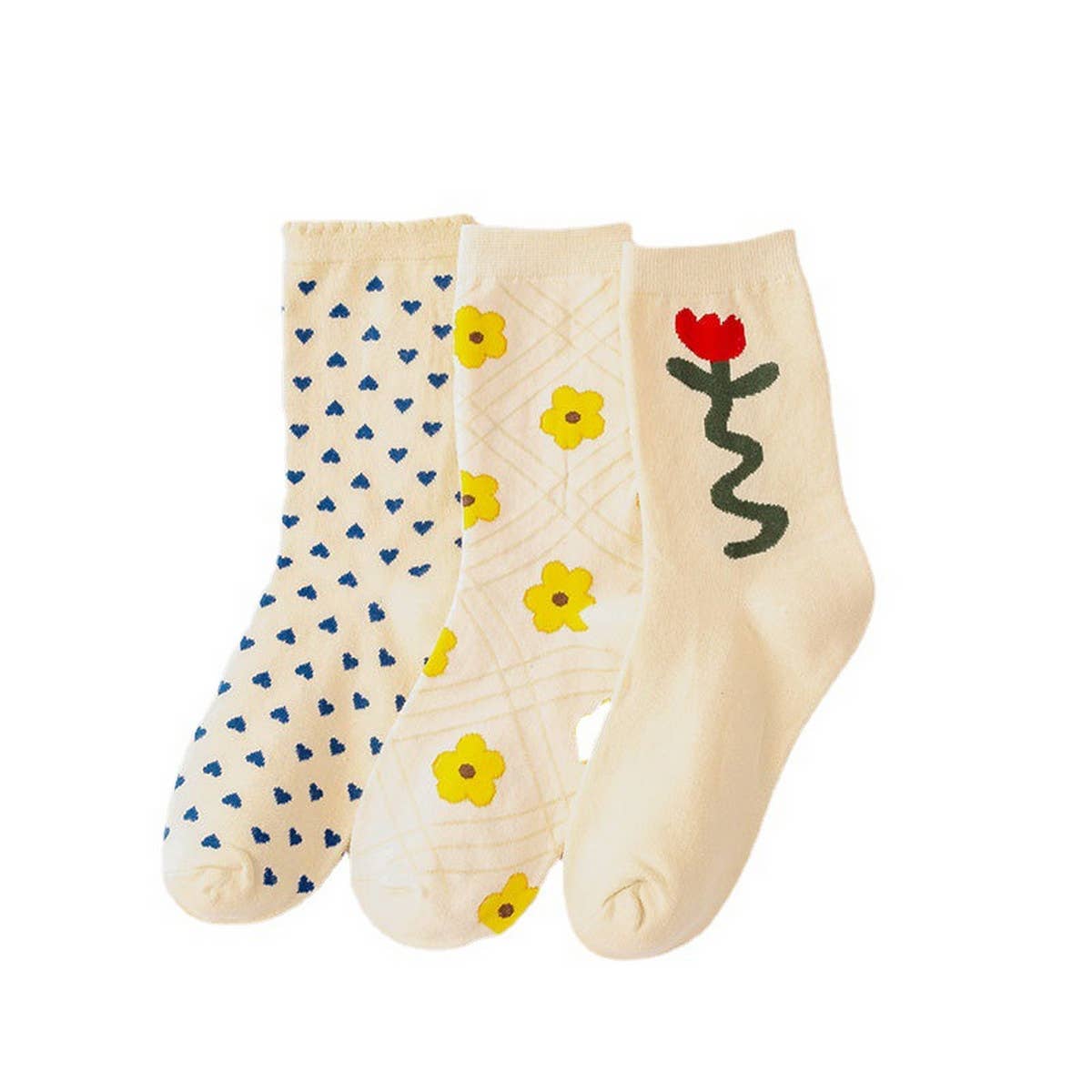 SWEAT ABSORBENT AND BREATHABLE SWEET FLOWER SOCKS_CWMS0975