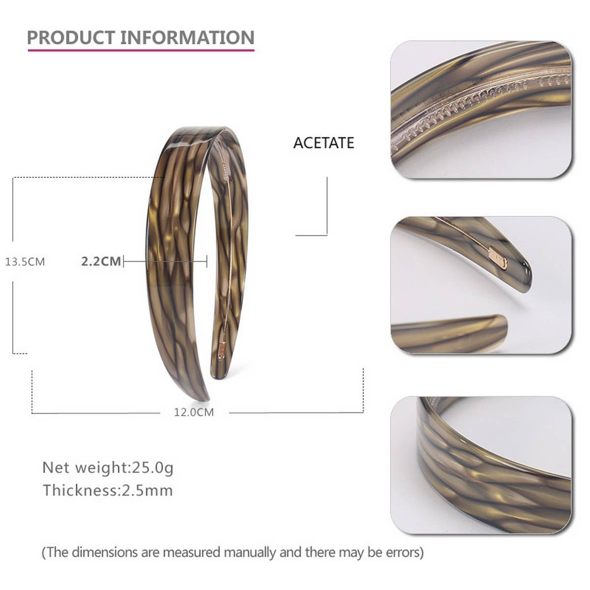 2 2CM WIDE VINTAGE ACETATE HEADBAND HAIRPIN_CWAHA4341