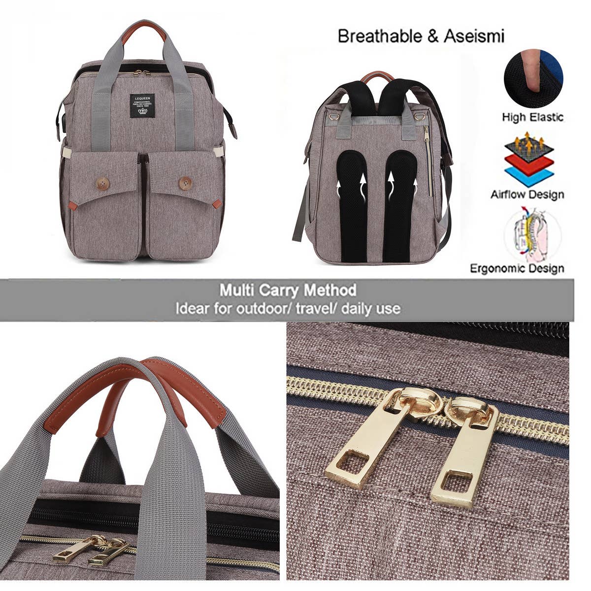 PORTABLE FOLDING BACKPACK MOTHER AND BABY BAG_CWAB2239