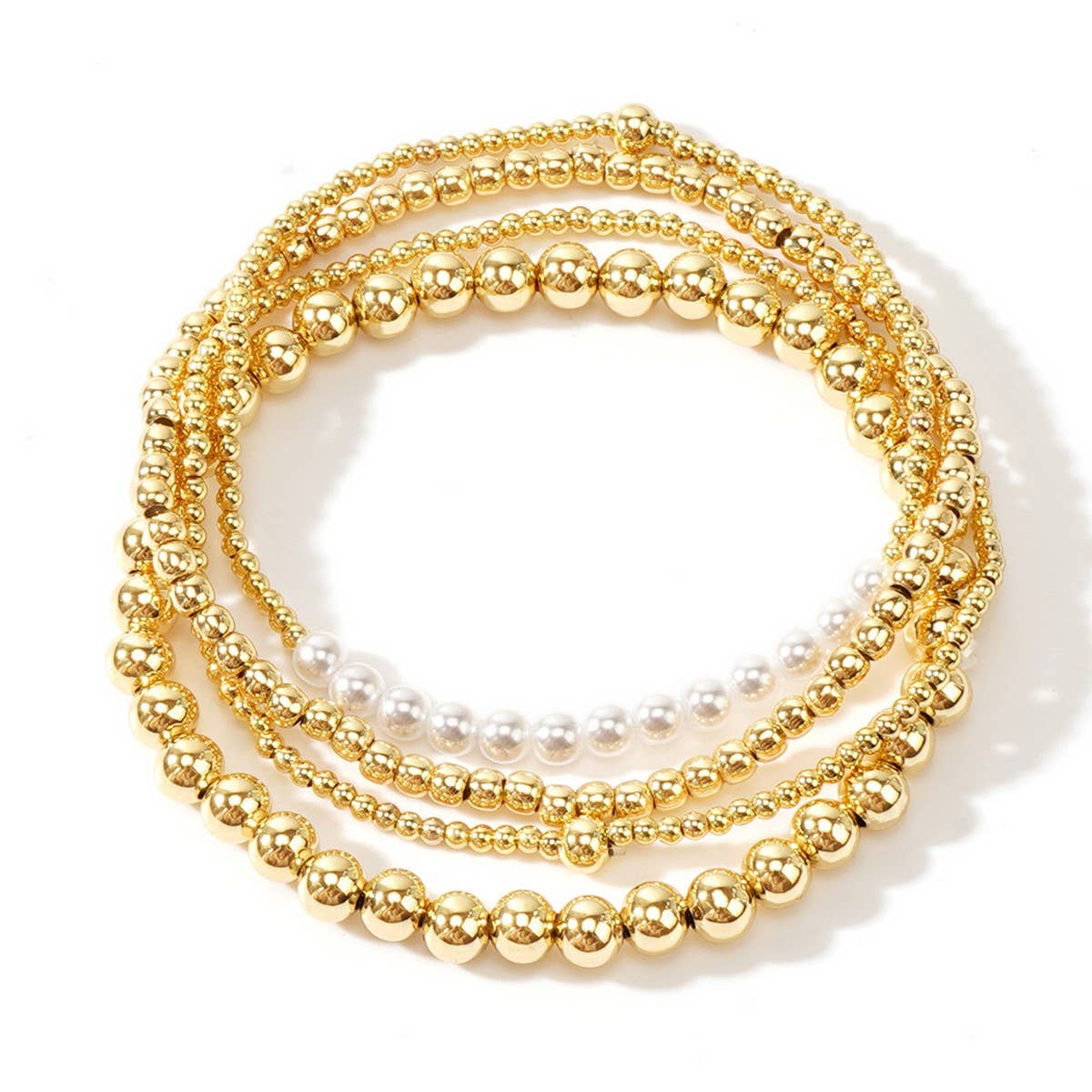 IMITATION PEARL GOLD COPPER BEAD BRACELET_CWMM3868