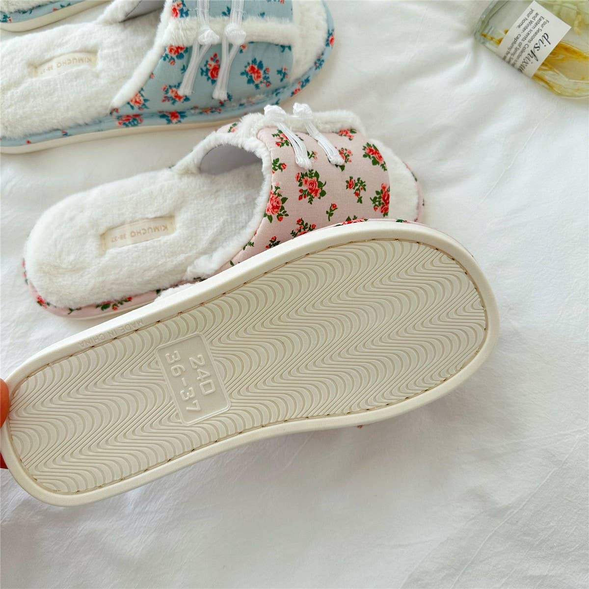 CHEONGSAM BUTTONED PLUSH OPEN TOE HOME SLIPPERS_CWMM2987