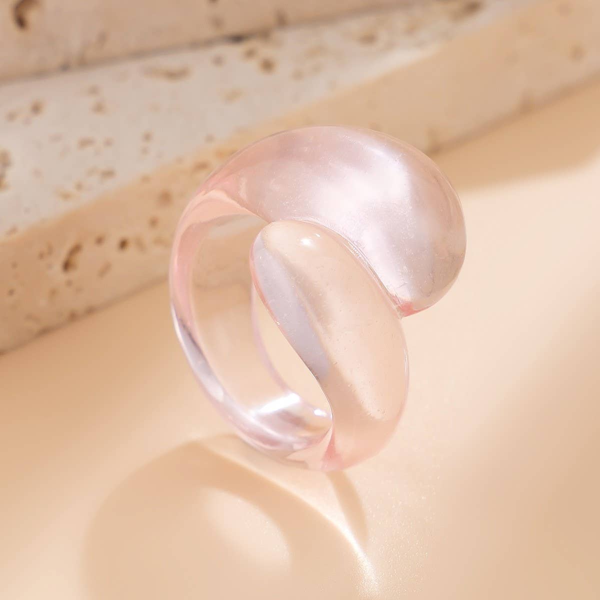 FASHION IRREGULAR DOUBLE WATER DROP PLASTIC RING_CWMM3233