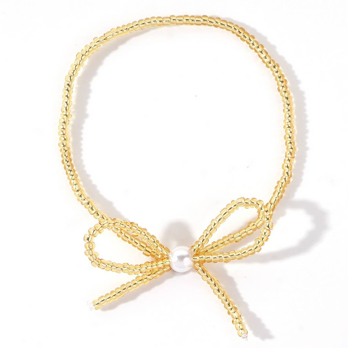 PERSONALIZED SWEET MILLET BEAD BOW BRACELET_CWMM3808