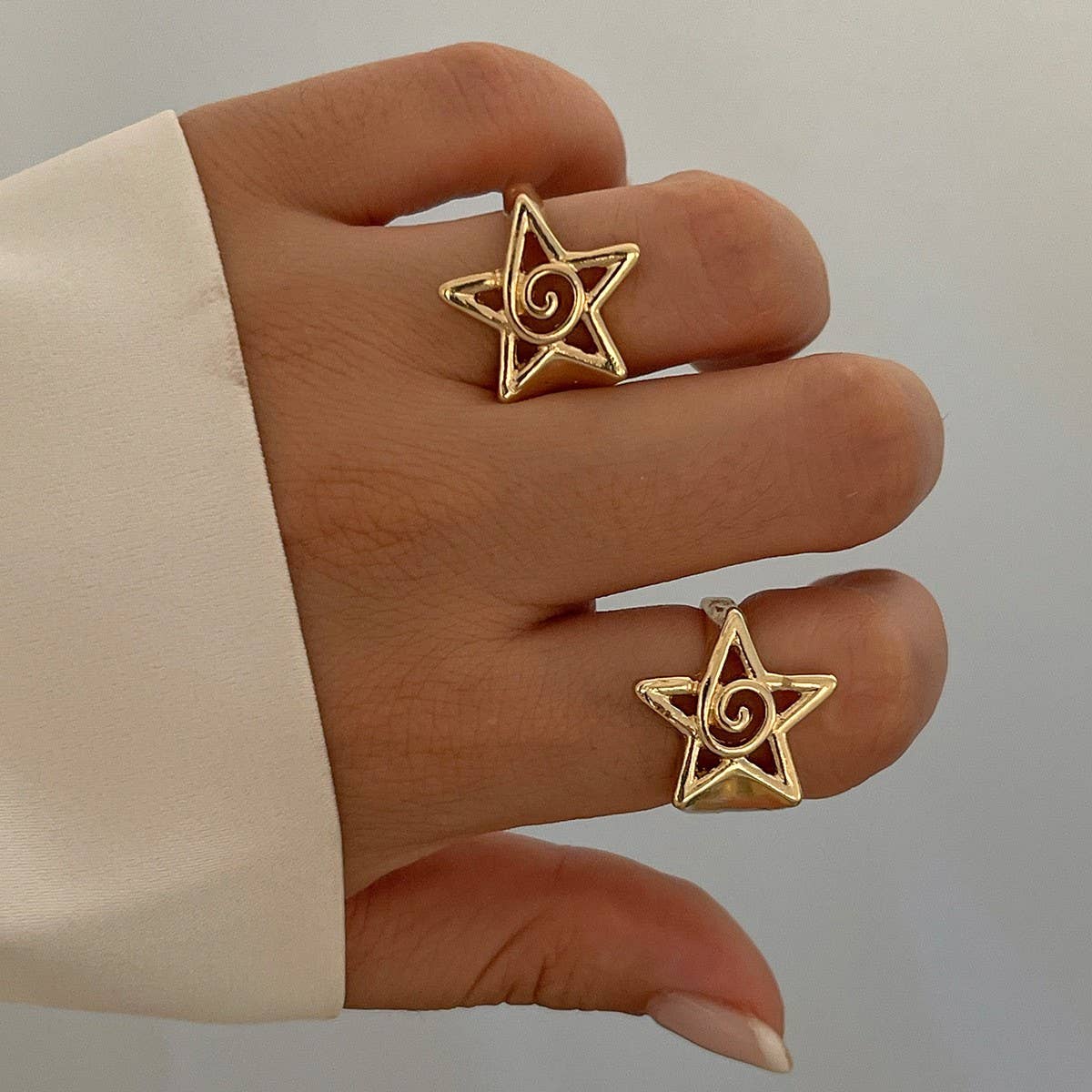 NEW FASHION FIVE POINTED STAR OPEN ALLOY RING_CWMM3238