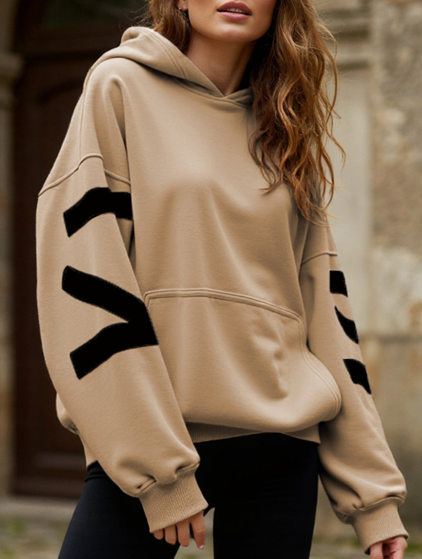 Fashionable thickened loose hooded sweatshirt