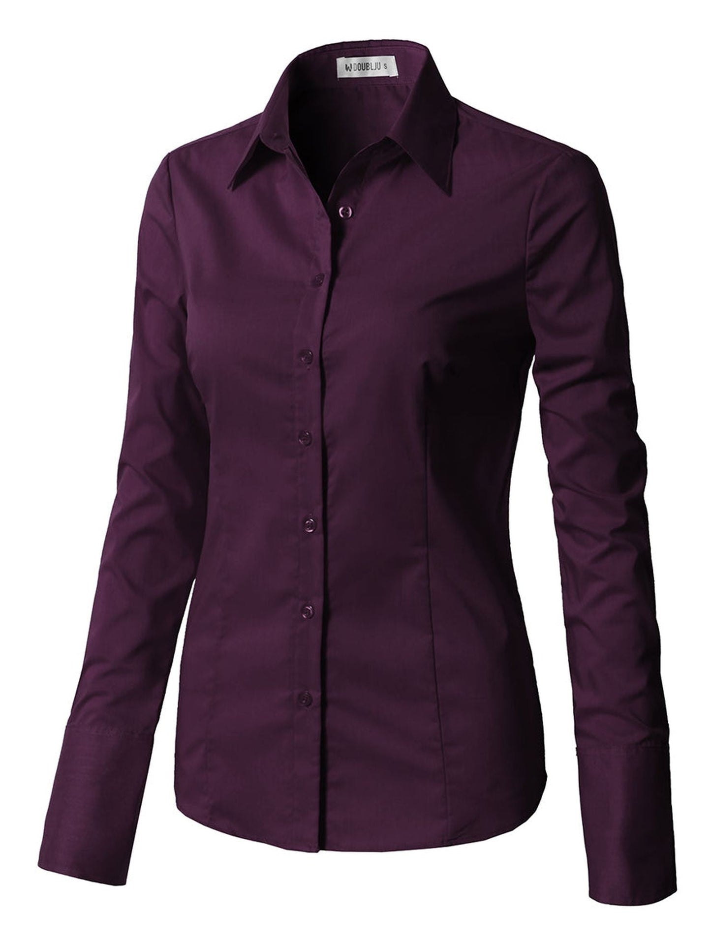 WOMENS BASIC SLIM FIT Y COTTON BUTTON DOWN SHIRTS WITH PLUS SIZE