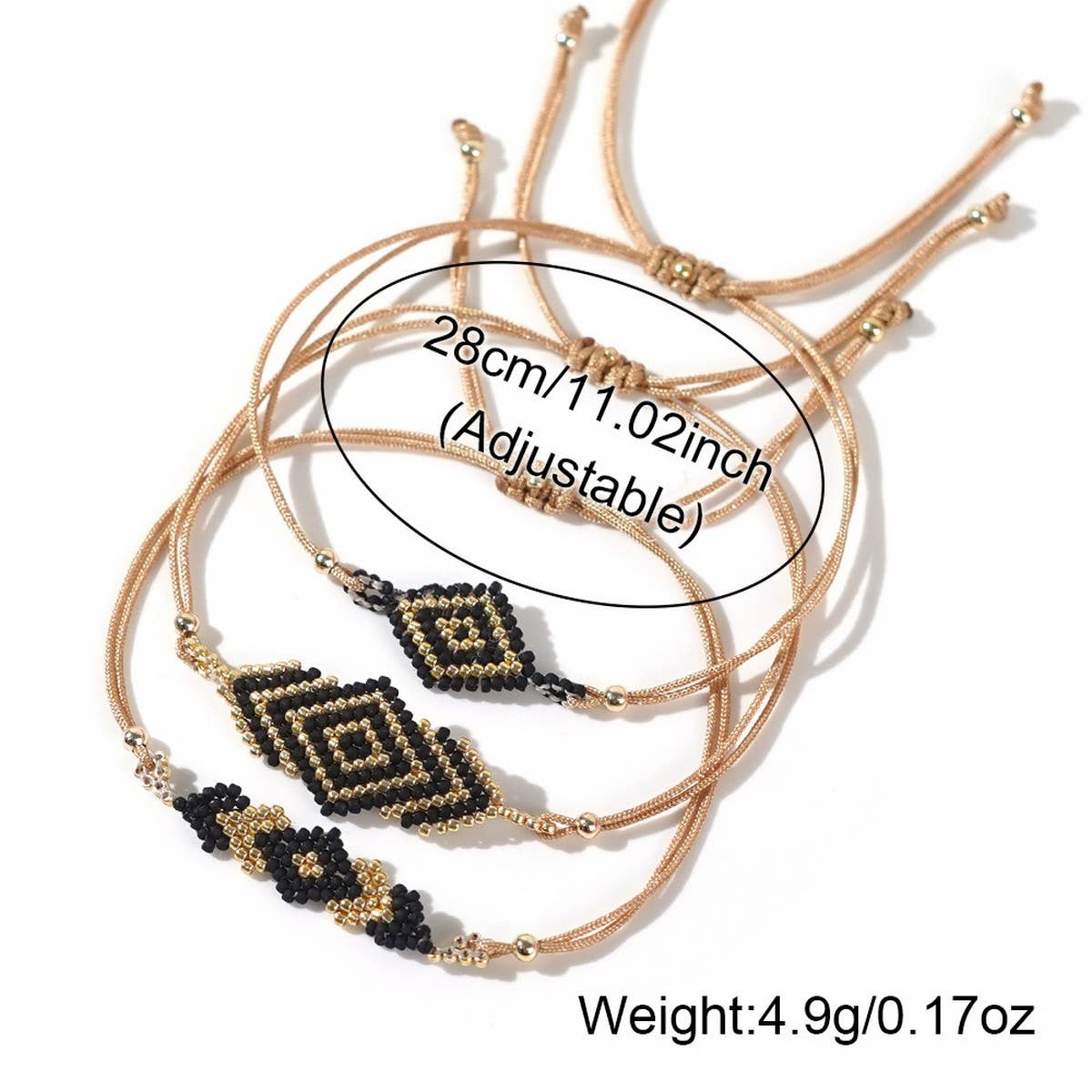 BRAIDED ARROW RICE BEAD BRACELET SET OF THREE_CWMM3884