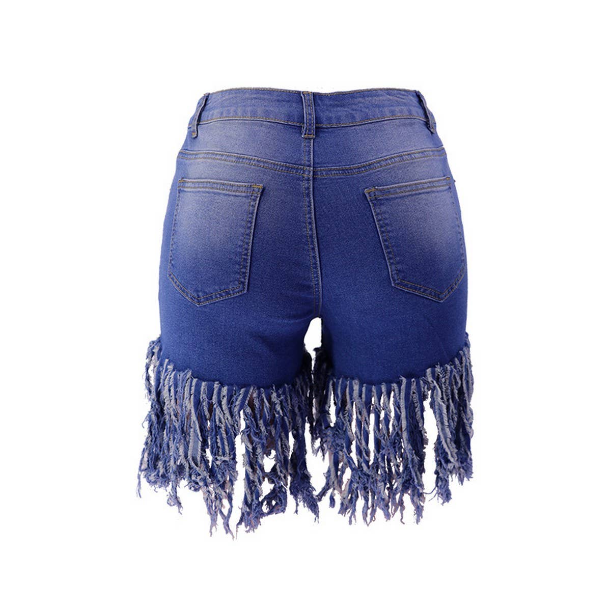 Womens Denim Shorts With Tassels_Cwjs0076