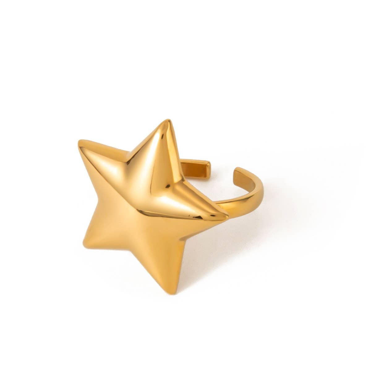 SIMPLE AND HIGH END FIVE POINTED STAR OPEN RING_CWAJE1879