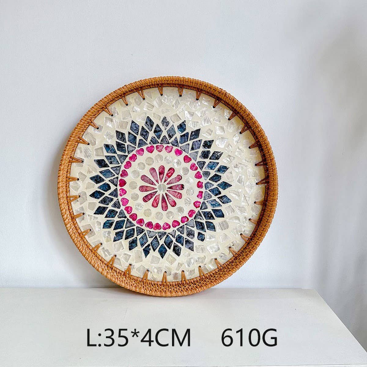 RATTAN SHELL STORAGE BASKET TRAY 2 PIECE SET_CWMM4542