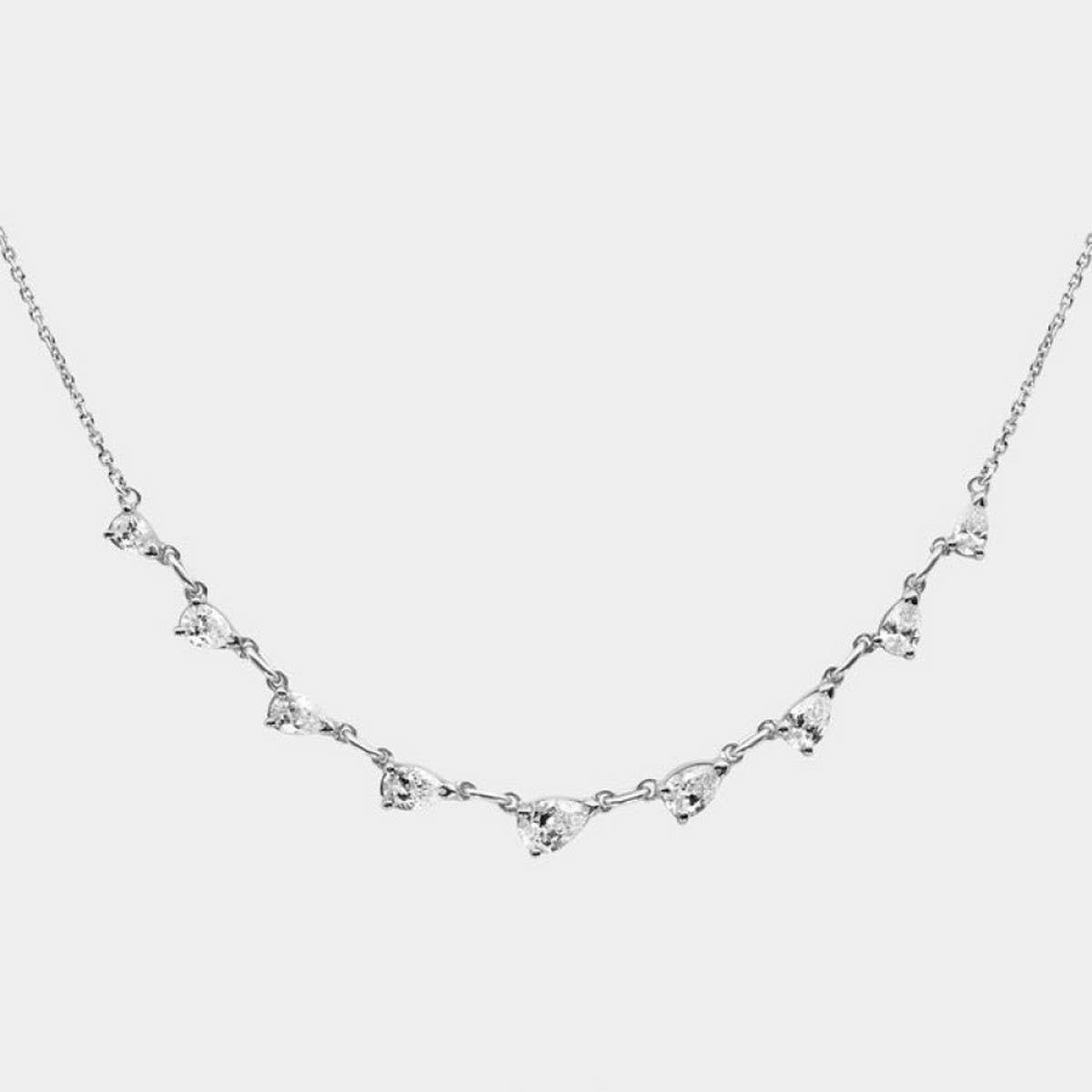 Zirconia Oval Round Pendant Necklace_CWMM5297