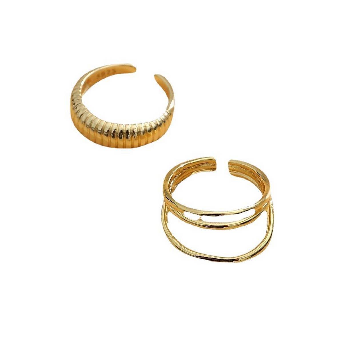 NEW GEOMETRIC OPEN RING 2 PIECE SET_CWAJE1991