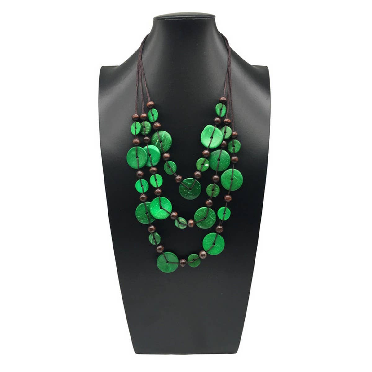 HANDMADE COCONUT WOOD BEADED MULTI-LAYER NECKLACE