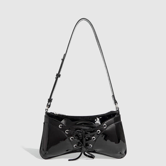 Glossy Bow Studded Drawstring Shoulder Bag_CWAB5704