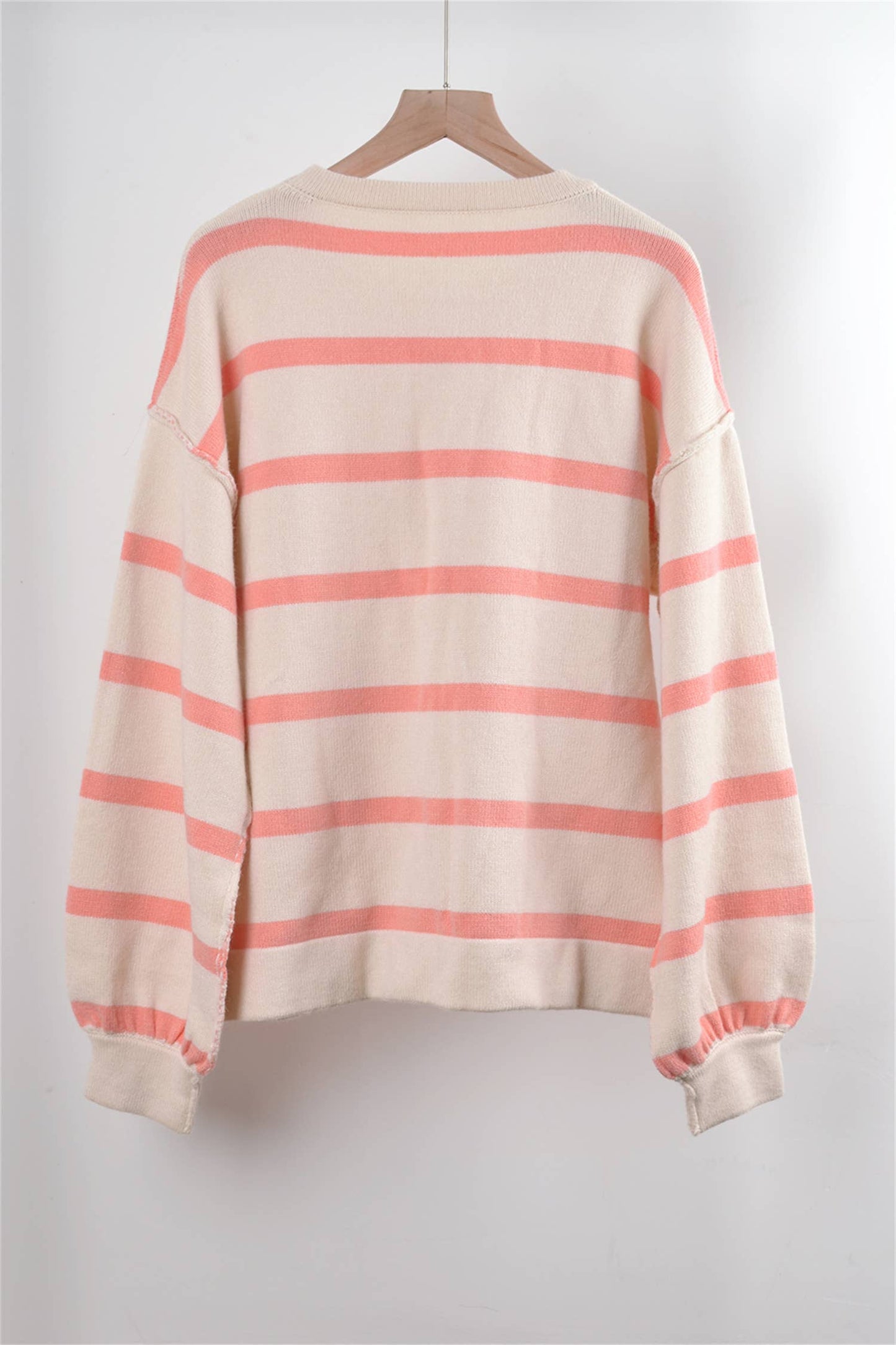 STRIPED PATCHWORK LOOSE CREW NECK PULLOVER