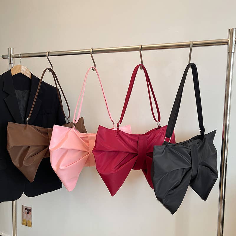 Bow tie pleated large-capacity bag