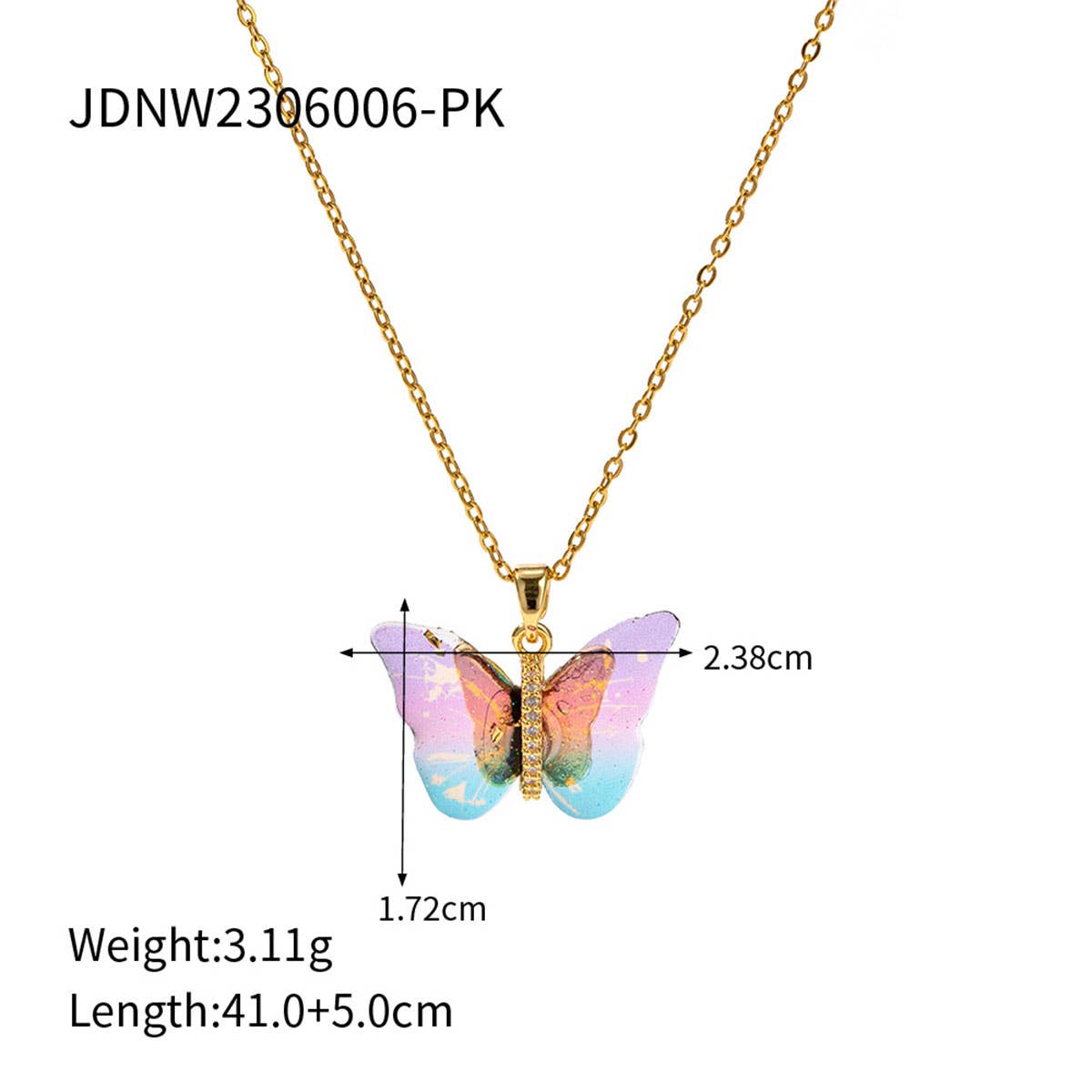 RESIN BUTTERFLY PENDANT NECKLACE_CWAJE0618