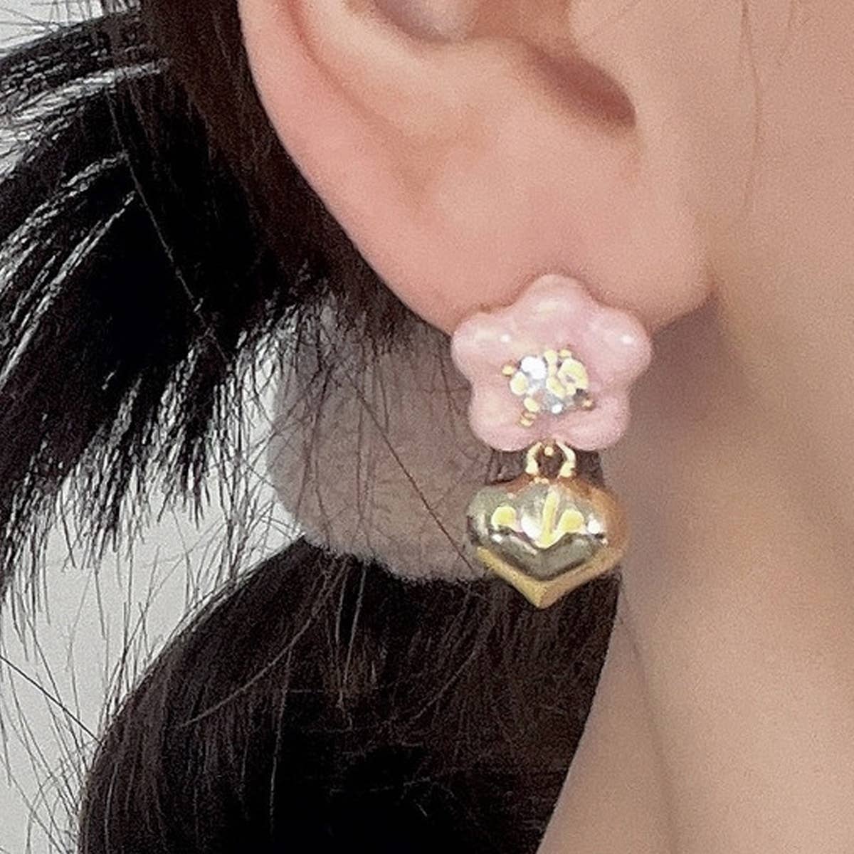 FASHION FLOWER HEART EARRINGS_CWAJE2044