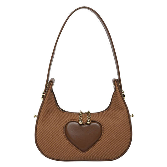 Solid-color simple heart-shaped underarm bag