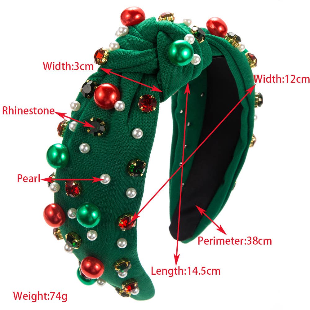 CHRISTMAS PEARL HEADBAND WITH DRILL BAND