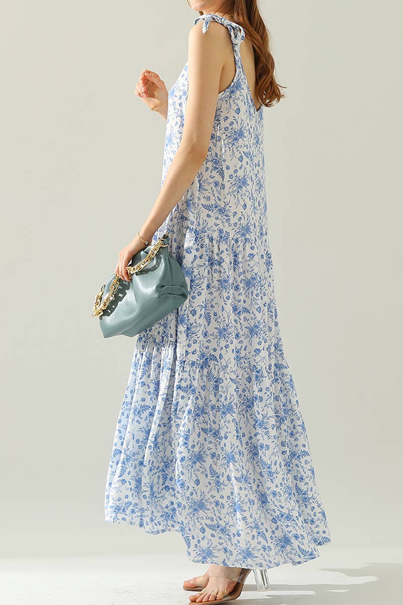 CWDMD543_SLEEVELESS STRAP TIE DRESS