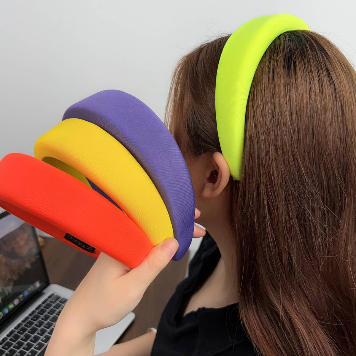 Candy color thickened high cranial top hair band