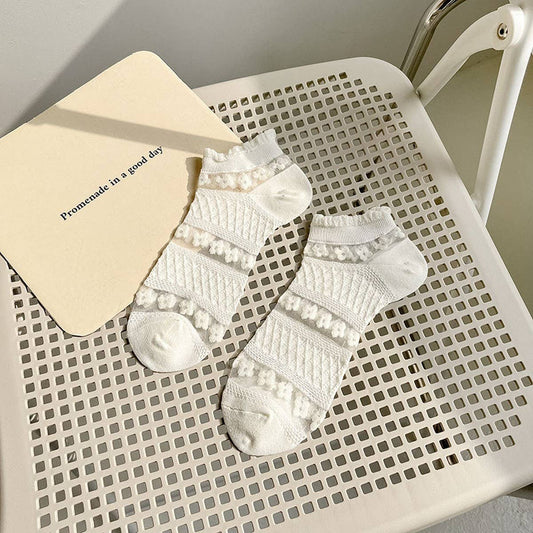 WHITE BOAT SOCKS HOLLOW MESH INVISIBLE SOCKS