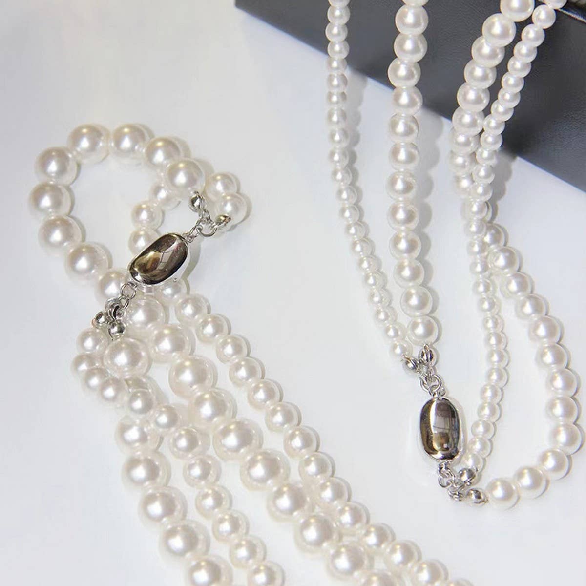 VINTAGE ELEGANT DOUBLE PEARL NECKLACE