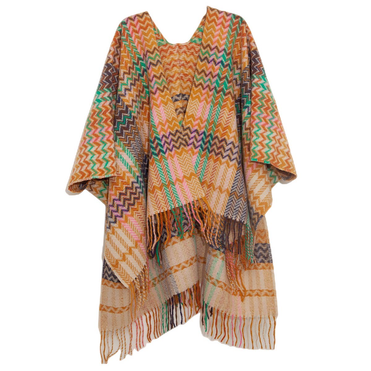 WOMEN FRINGE KNITTED PONCHO CARDIGAN CAPE SHAWL