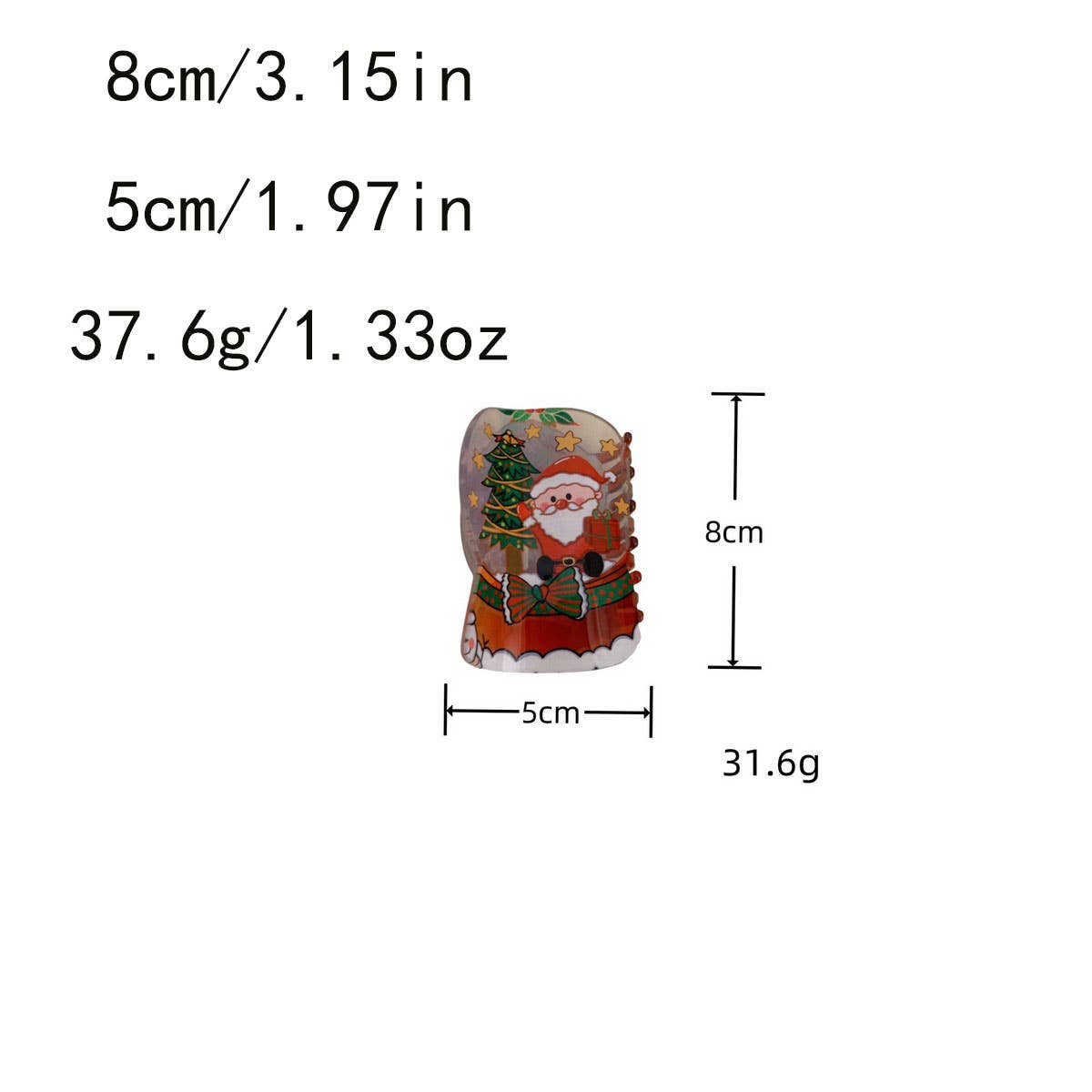 CWAHA07718_HOLIDAY ACRYLIC SANTA CAT CRYSTAL HAIR CLIP