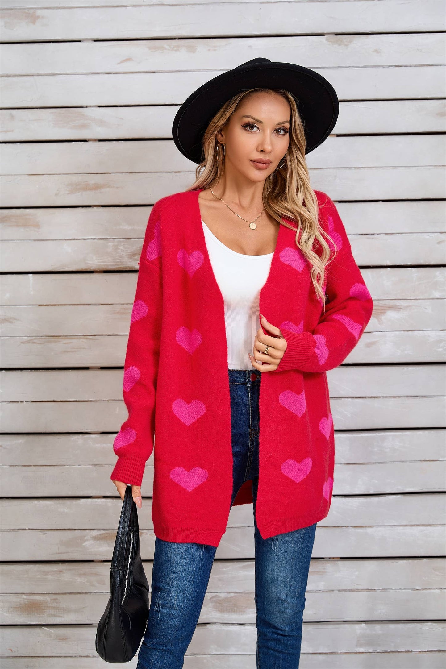 VALENTINE'S DAY COLOR CONTRAST LOVE CARDIGAN