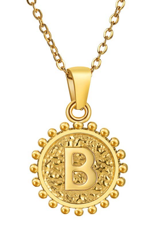 ROUND ALPHABET INITIAL PENDANT NECKLACE