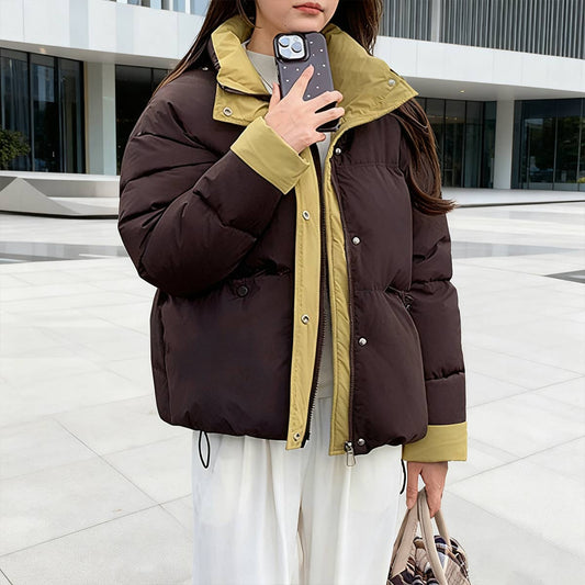 Short standing collar loose thick padded jacket