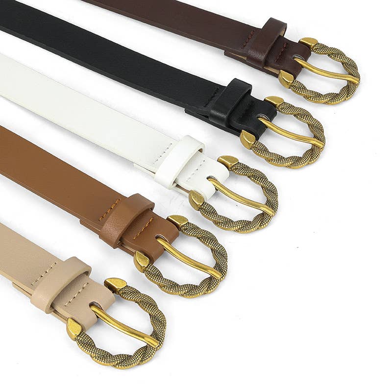 Snake-patterned pin buckle PU leather belt