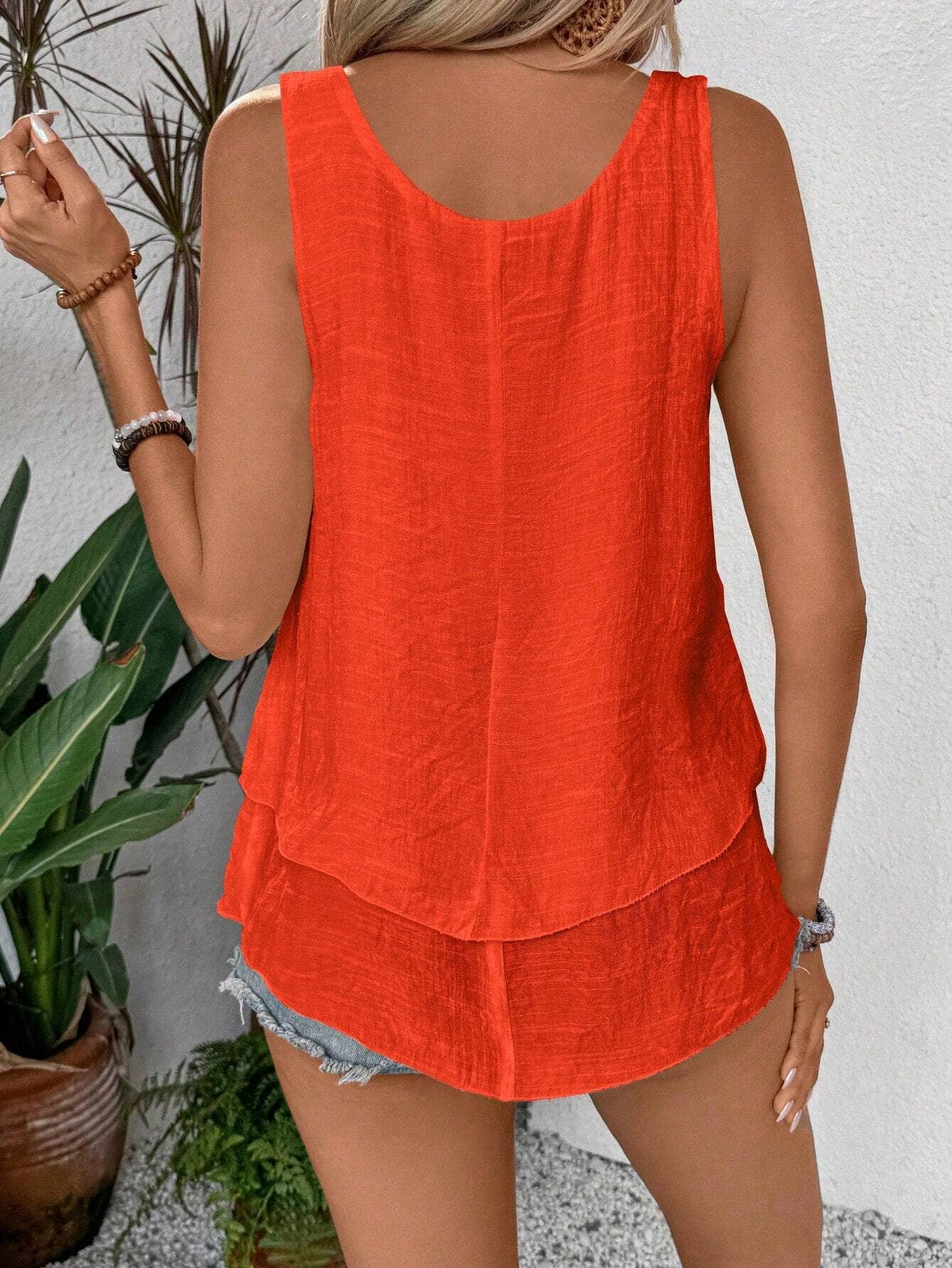 Top top halter sleeveless double cake tail tee