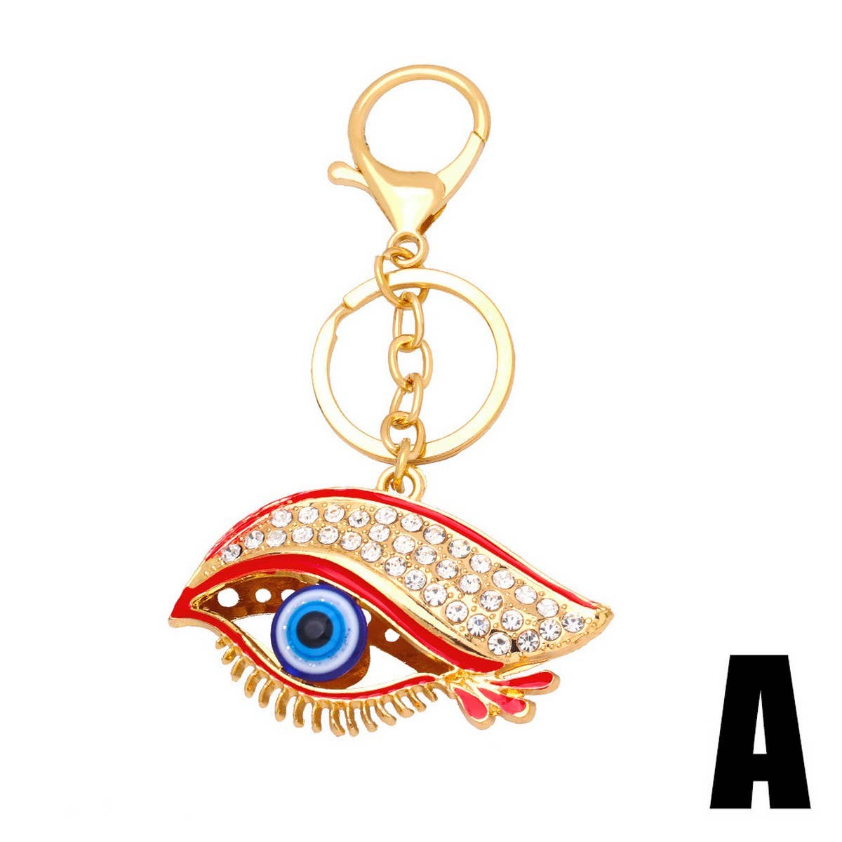 COLORED DIAMOND DEVIL'S EYE METAL KEYCHAIN PENDANT