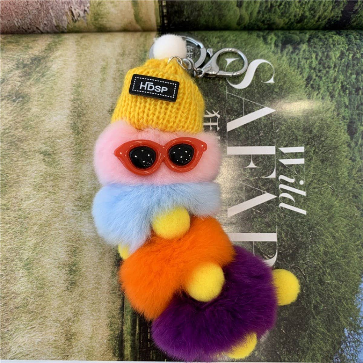 CATERPILLAR BAG PENDANT CUTE PLUSH CAR KEYCHAIN_CWMM2584