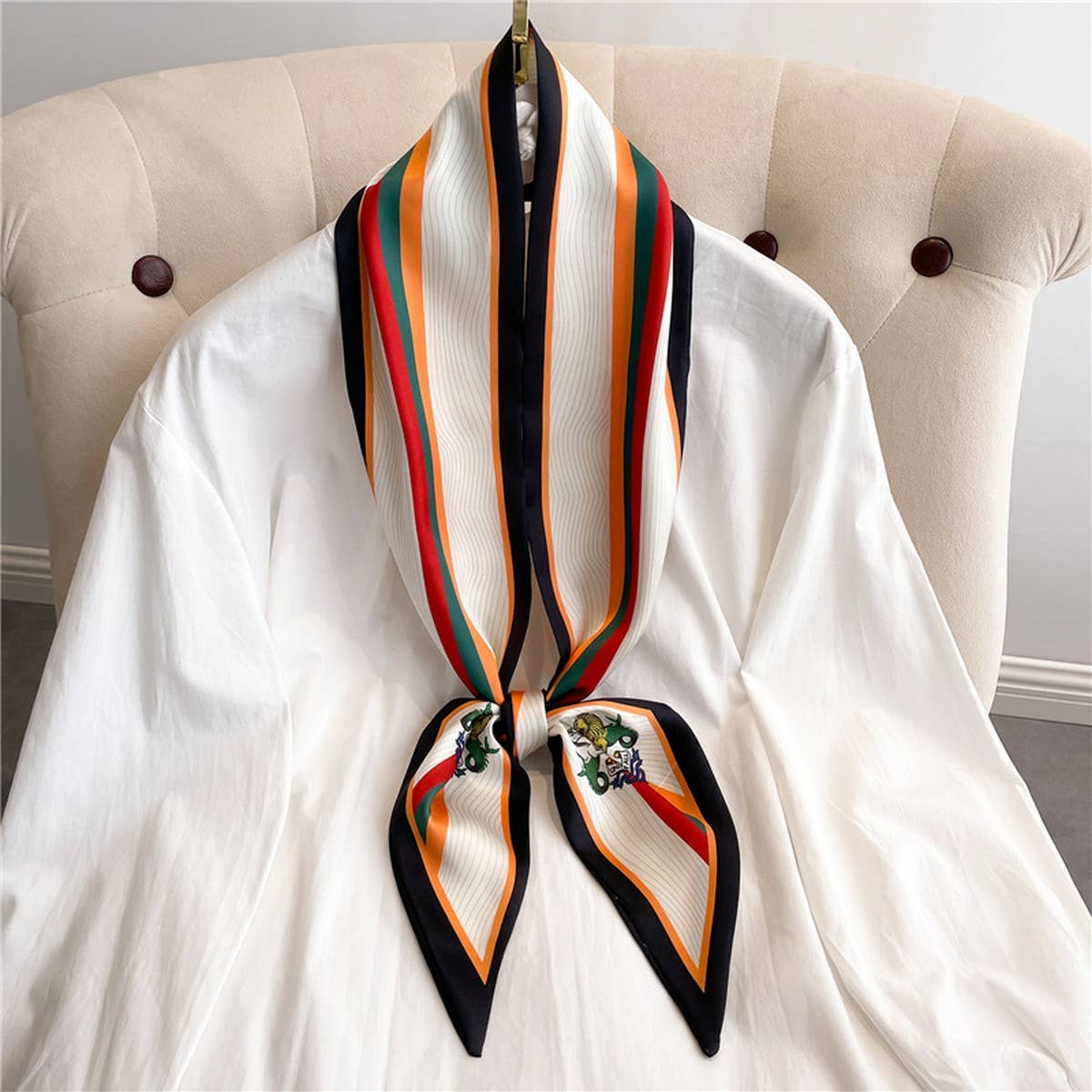 LETTER PRINT DOUBLE LAYER  HEAD SCARF