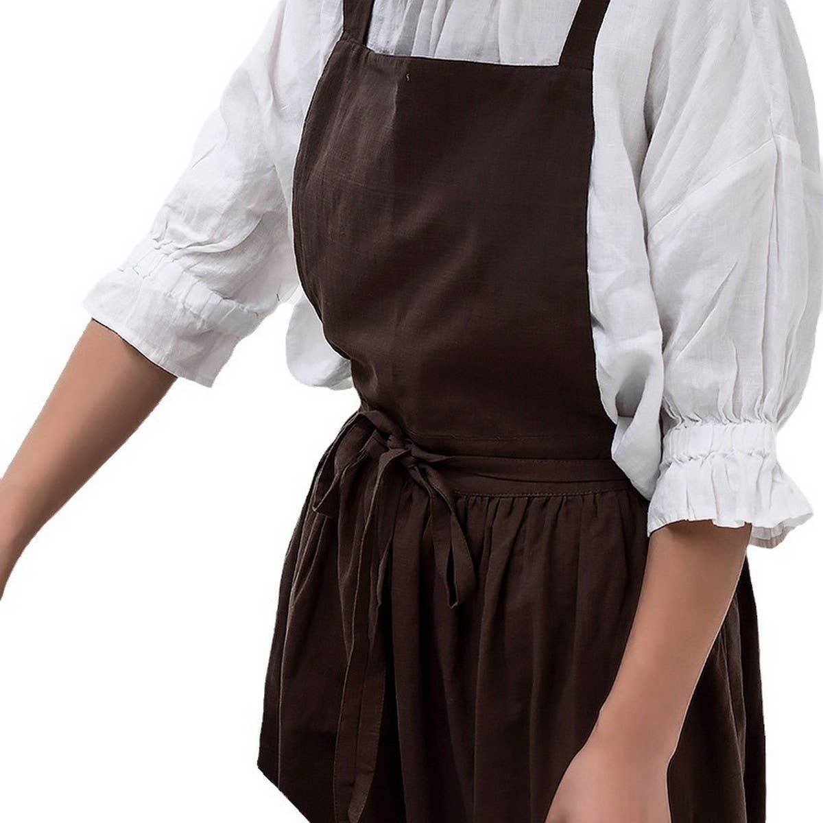 Pleated thin linen Apron with pockets vintage_CWMM3309