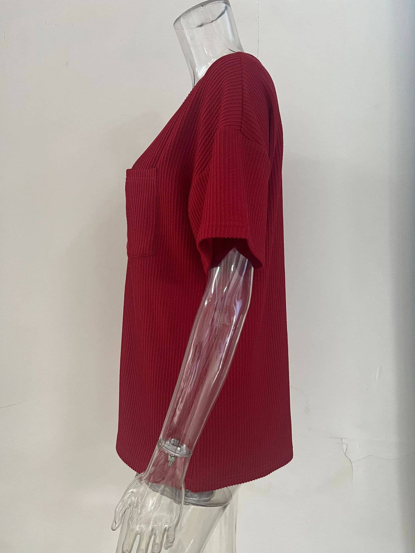 V-neck loose short-sleeved solid color T-shirt