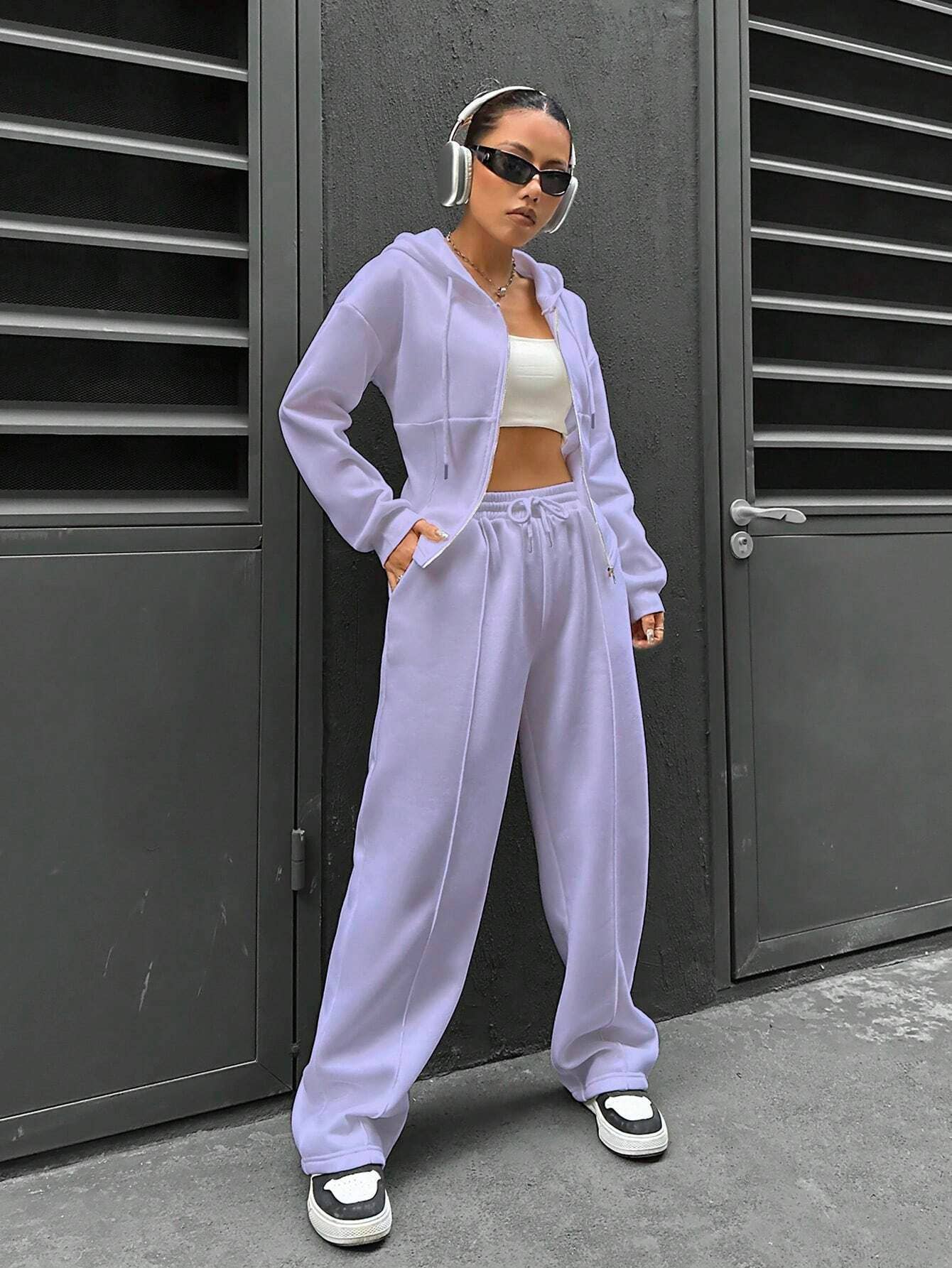 TRENDY HOODED CARDIGAN SLIM CASUAL TWO-PIECE SET